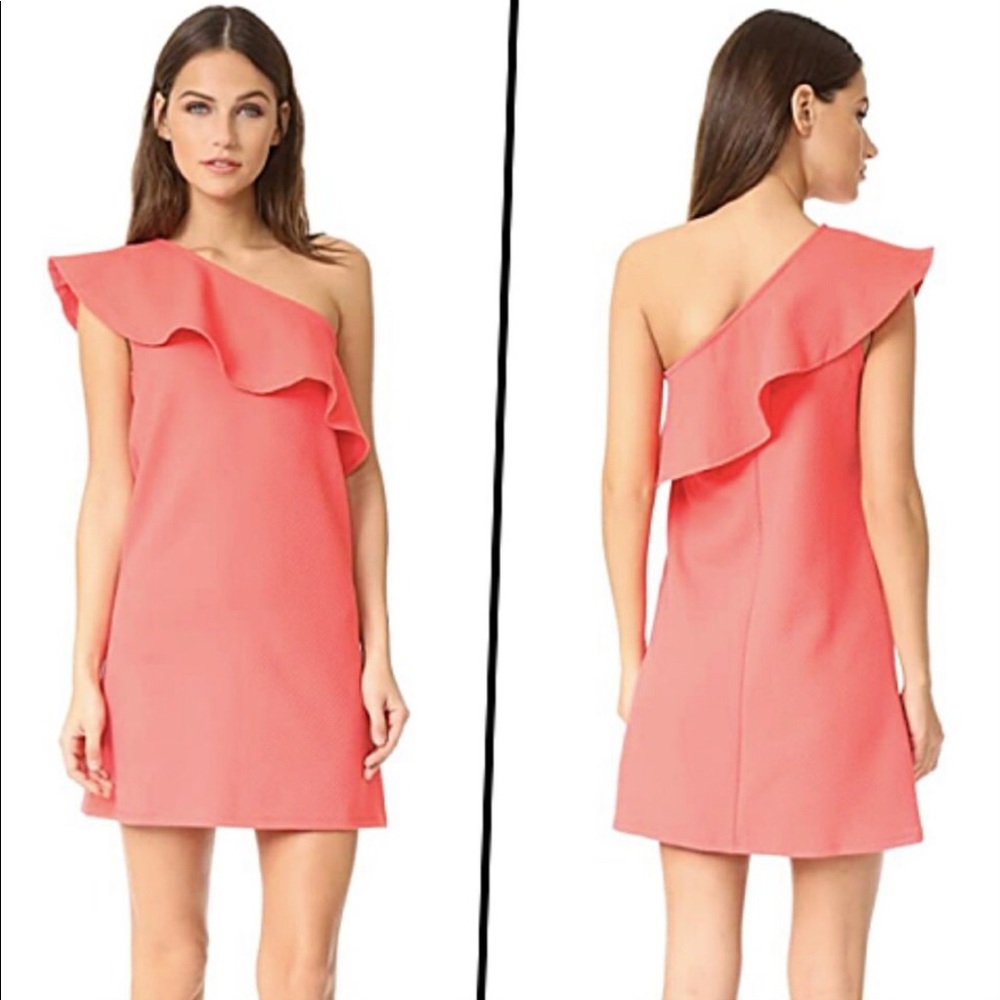 CUPCAKES & CASHMERE one shoulder dress in coral